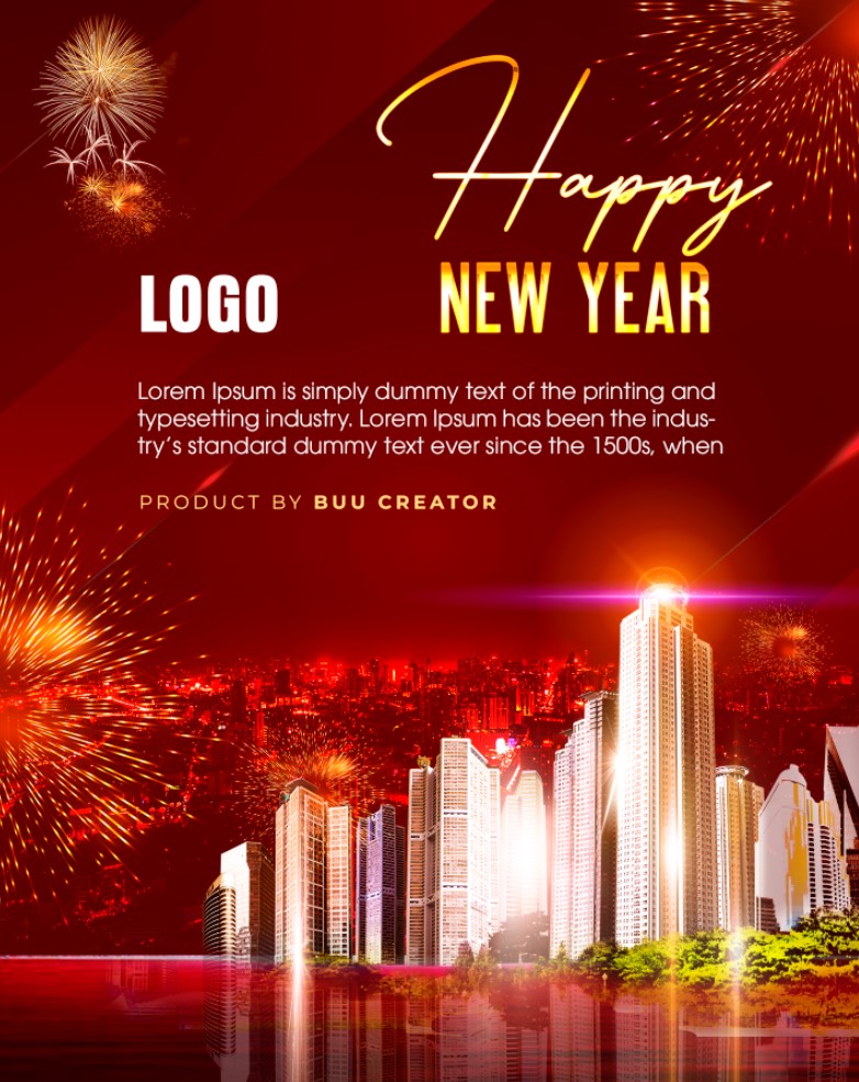 Banner poster real estate happy new year tet holiday pháo hoa, poster tết poster bất động sản - piklabvip3553